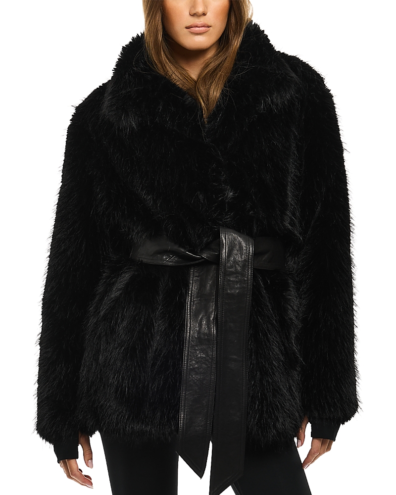 Sam Selena Faux Fur Coat In Black