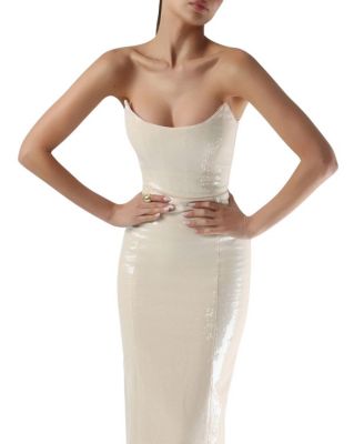 Strapless Sequin Corset Maxi Dress