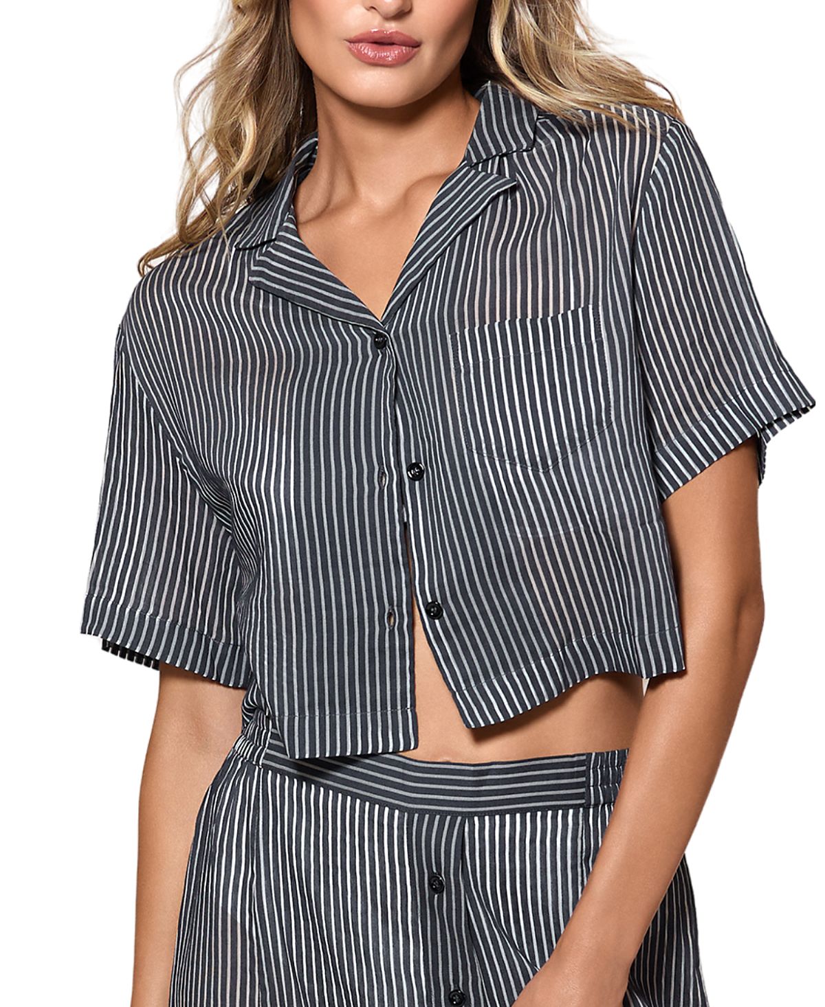 Kiki De Montparnasse Le Boy Cotton/Silk Short Sleeve Cropped Shirt