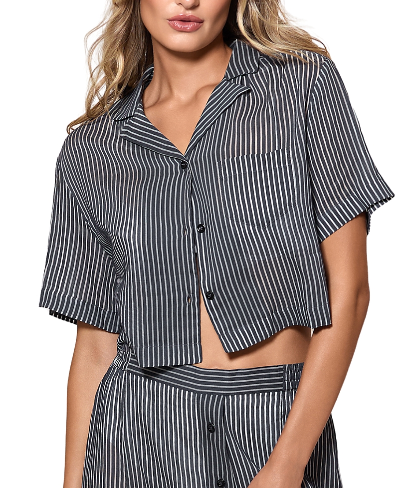 Kiki De Montparnasse Le Boy Cotton/Silk Short Sleeve Cropped Shirt