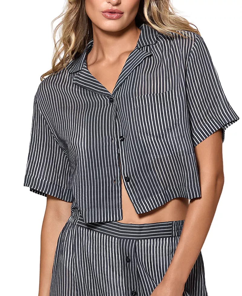 Kiki De Montparnasse Le Boy Cotton/Silk Short Sleeve Cropped Shirt