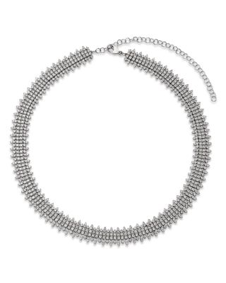 Luxe Collection Diamond Statement Choker Necklace in 14K White Gold, 15.0 tcw