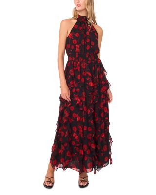 Floral Ruffle Cascading Maxi Dress