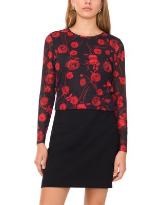 Floral Mesh Long Sleeve Top