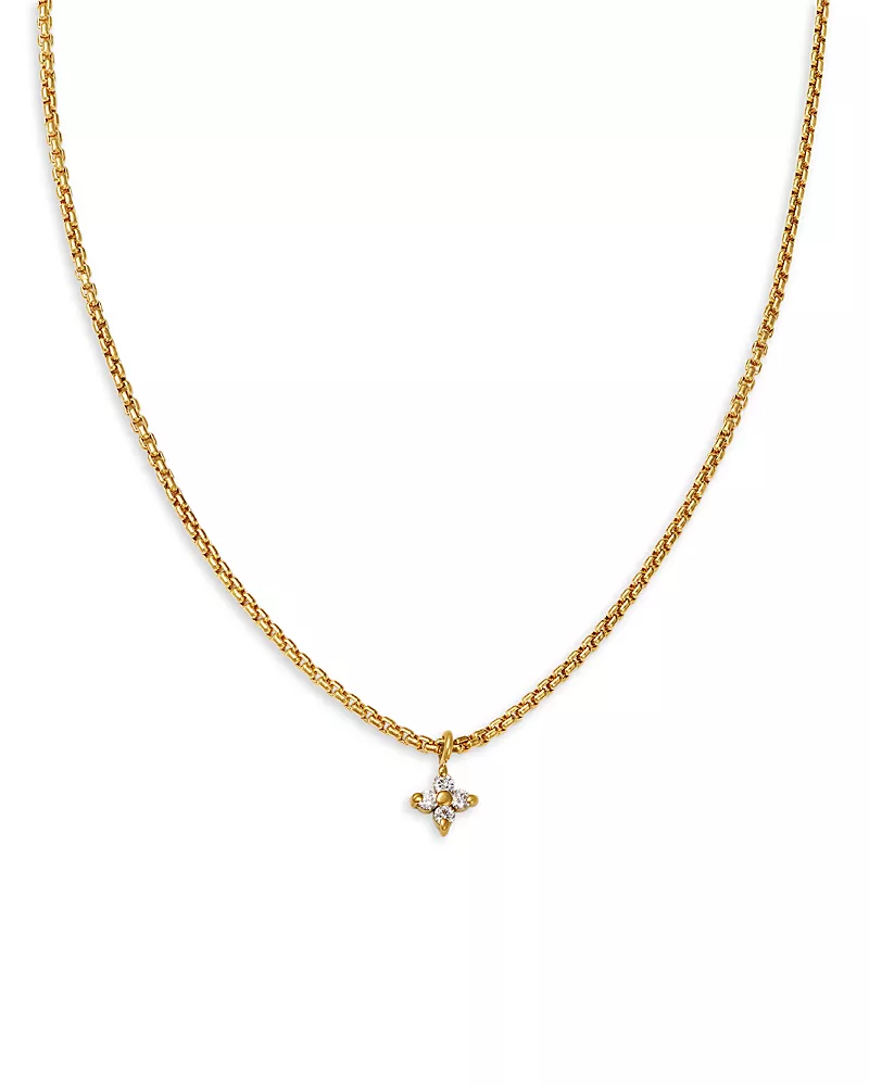 Zoe Chicco 14K Yellow Gold Prong Diamonds Flower Cluster Pendant Necklace, 14