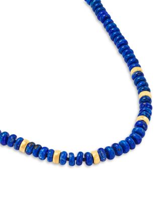 14K Yellow Gold Lapis Rondelle Bead Collar Necklace, 16-18"