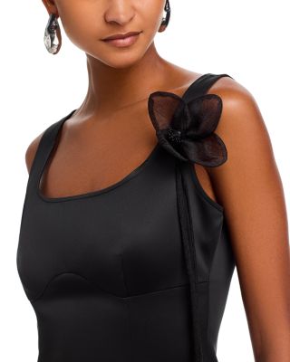 Satin Floral Appliqu&eacute; Dress