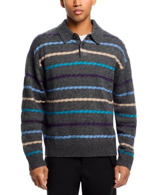 Wool Blend Sleeve Polo Sweater