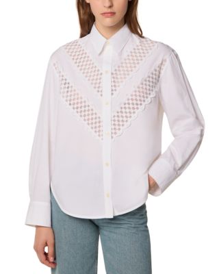 Cotton Shirt with Lace Ribbon