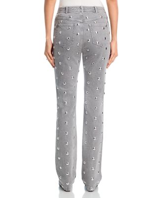 Sammy Studded High-Rise Denim Jeans in Lune/Silver 