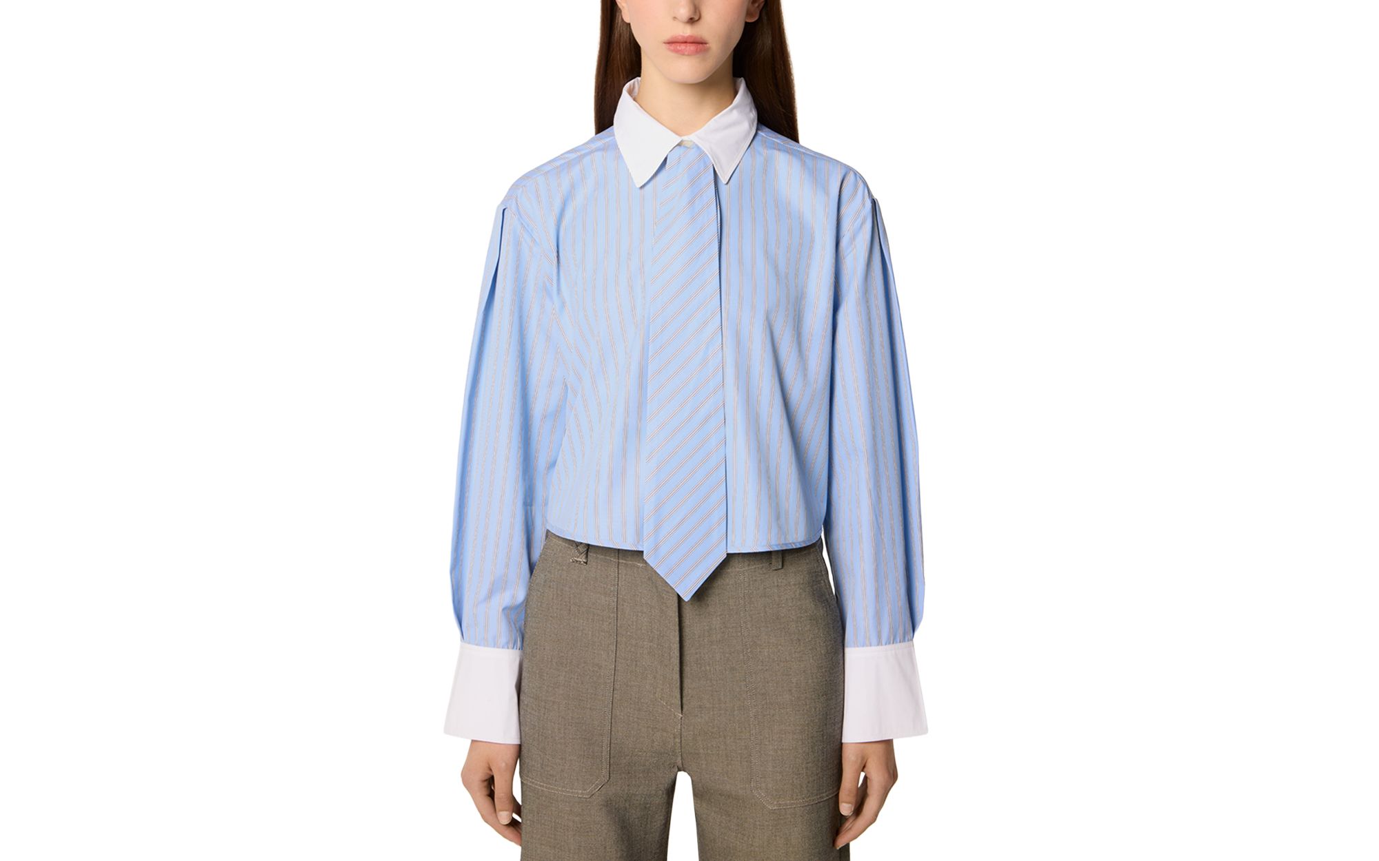 Cropped Shirt with Tie - Image 1