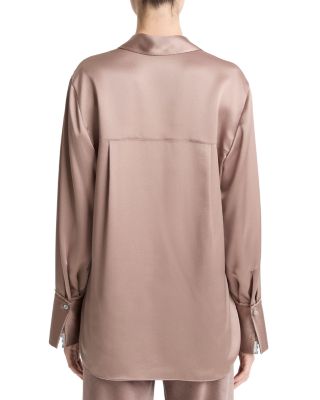 Lace Trim Satin Blouse