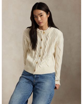 Cable Knit Wool Cashmere Cardigan Sweater