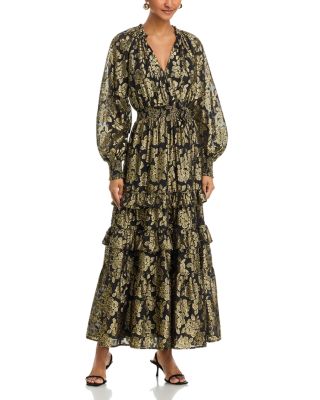 Metallic Jacquard Tiered Dress - Exclusive