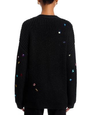Scattered Jewels Oversized V Neck Cardigan - Exclusive