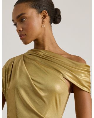 Metallic Off-the-Shoulder Cocktail Dress