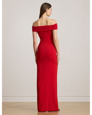 Crepe Off The Shoulder Gown