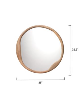 Organic Mango Wood Round Wall Mirror