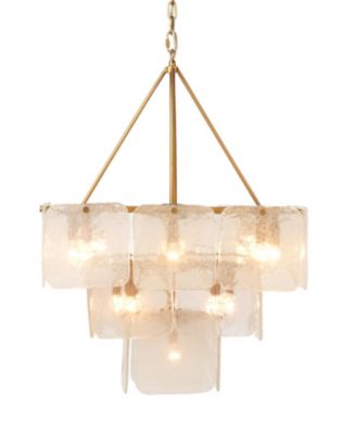 Perignon Three Tier Melted Glass and Iron Chandelier