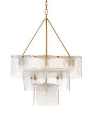 Perignon Three Tier Melted Glass and Iron Chandelier