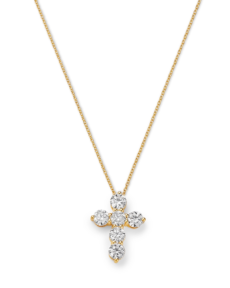 Bloomingdale's Fine Collection Diamond Cross Pendant Necklace In 14k Gold, 2.10 Tcw In Gold