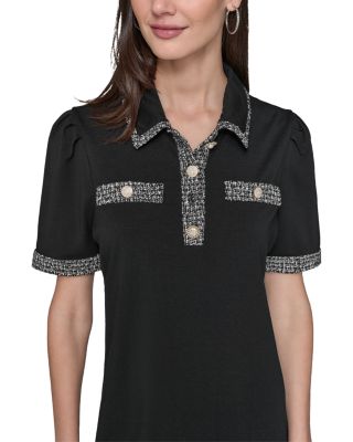 Tweed Trim Polo Dress