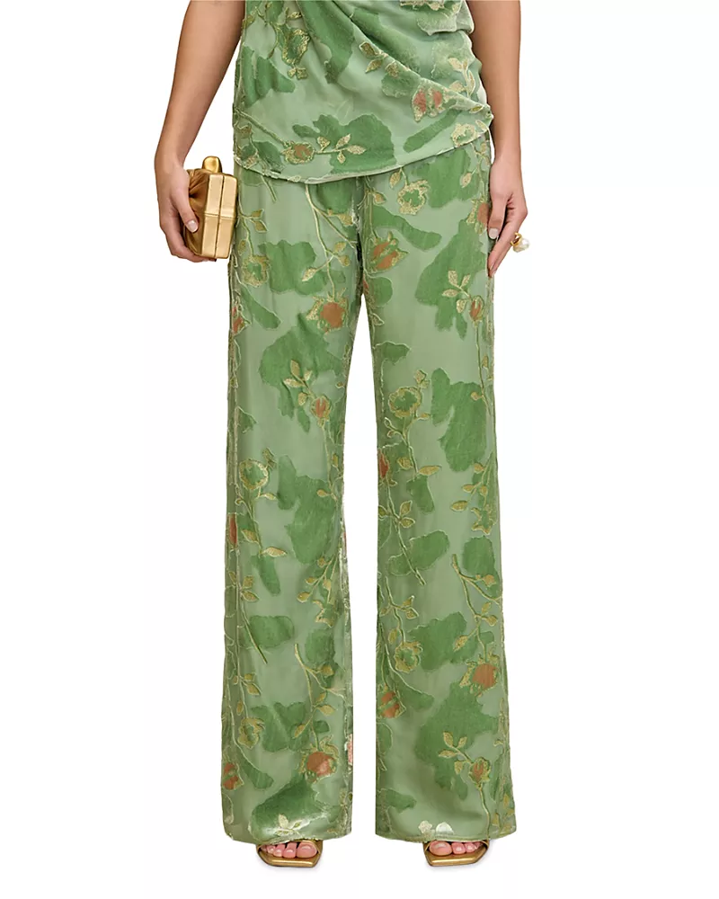 Cult Gaia Stacie Silk Embroidered Pants