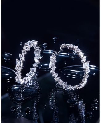  Illuminate Hoops in 14K White Gold, 18.3ctw Mixed Shaped Lab Grown Diamonds