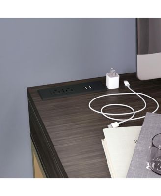 Prelli Steel Base 1-Drawer Writing Desk with USB Port and Outlet