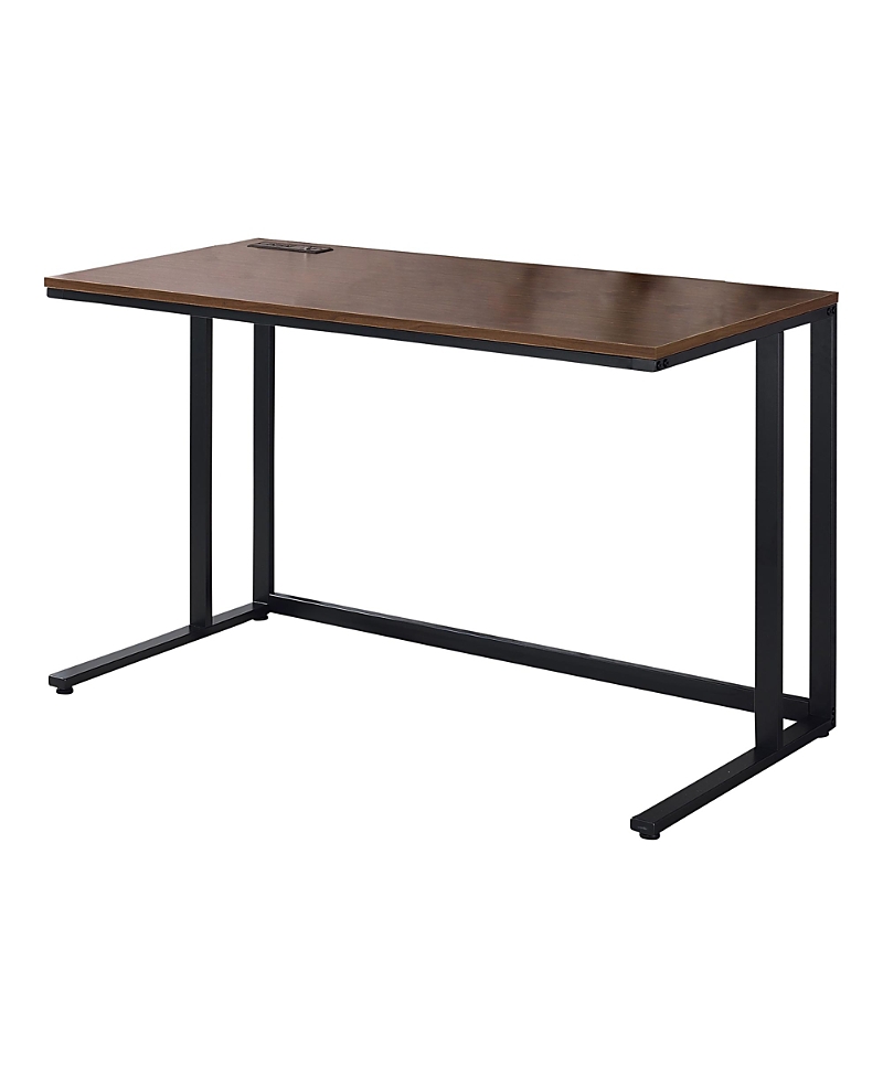 Furniture Of America Sanford Steel Base Two-tone Writing Desk With Usb Ports And Outlets In Brown