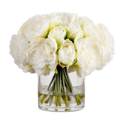 Wedding Collection 11&amp;quot; Peony Arrangement in Glass Vase