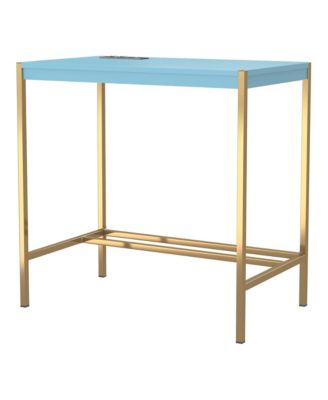 Cuyler Steel Base Writing Desk with USBs and Outlets