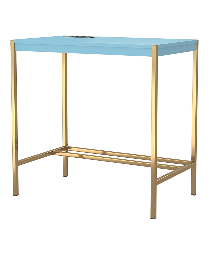 Furniture Of America Cuyler Steel Base Writing Desk With Usbs And Outlets In Blue