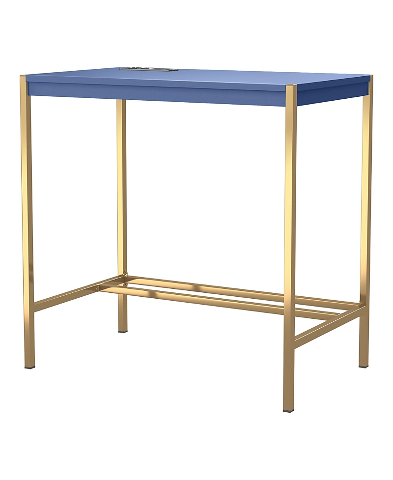 Furniture Of America Cuyler Steel Base Writing Desk With Usbs And Outlets In Blue