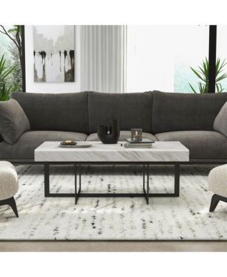 Martine 47" Faux Marble Top 2-Drawer Coffee Table