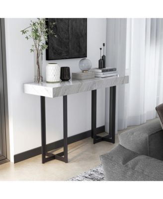 Martine 47" Faux Marble Top 1-Drawer Sofa Table