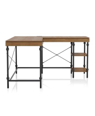 Hudson Steel L-Shape Corner Desk with USBs and Outlets