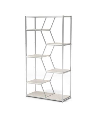 Geneva Steel Frame 7-Shelf Geometric Bookcase