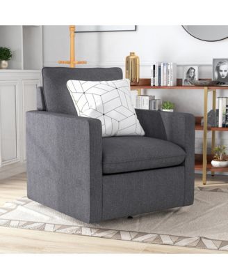 Chester Linen Upholstered Swivel Chair