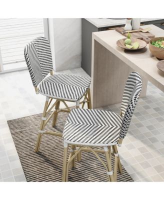 Colfer Aluminum and PE Wicker Patio Bar Chairs, Set of 2