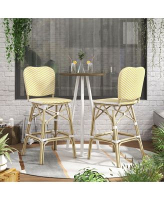 Colfer Aluminum and PE Wicker Patio Bar Chairs, Set of 2