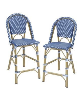 Tricke Aluminum and PE Wicker Patio Counter Height Chairs, Set of 2