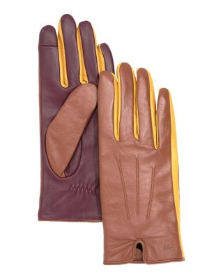 Colorblock Leather Gloves