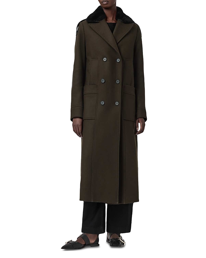 Allsaints Millie Shearling Trim Coat