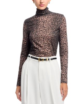 Leopard Print Turtleneck Top