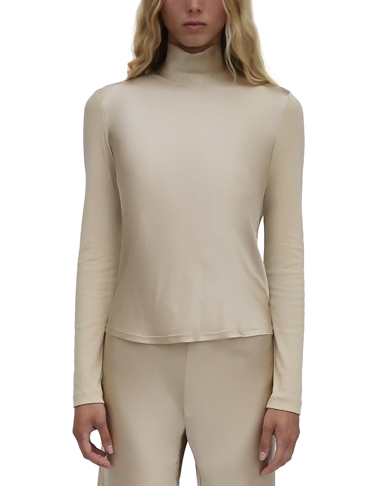 Rosetta Getty Mixed-media Turtleneck Top In Gray