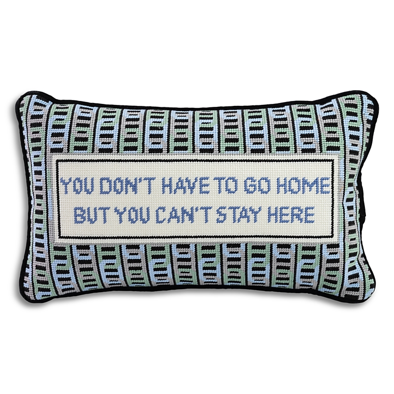 Furbish Studio Can't Stay Here Needlepoint Pillow In Black