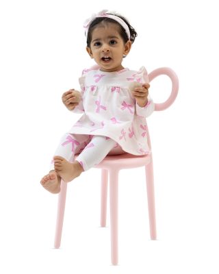 Girls' French Terry Pretty Bows Ruffle Top & Ribbed Leggings Set - Baby
