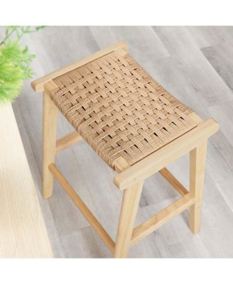 Saoirse Woven Rope Wood Counter Stool, Set of 2