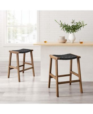 Saoirse Woven Rope Wood Counter Stool, Set of 2